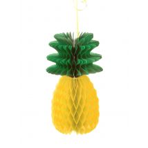 Ananas decoratie honingraat 30 cm geel en groen - Thema: Humoristisch - Geel - Maat One Size