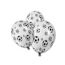 5 voetbalballonnen - Thema: Sport - Grijs, Wit - Maat Uniek Formaat