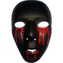Zwart masker met bloederige tranen voor mannen - Thema: Magie en Horror - Zwart - Maat One Size