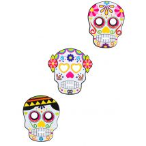 3 kartonnen Día de los Muertos maskers - Thema: Halloween - Gekleurd - Maat One Size