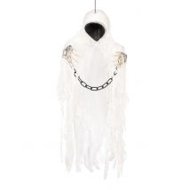 Reaper skelet met ketting decoratie - Thema: Magie en Horror - Grijs, Wit - Maat Uniek Formaat