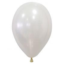 50 metallic witte ballonnen - Thema: Black + White - Grijs, Wit - Maat Uniek Formaat