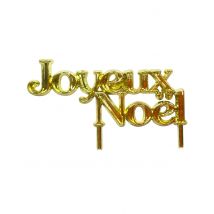 Taartversiering Joyeux Noël 7 cm - Goud - Maat Uniek Formaat