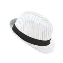 Witte deukhoed met zwarte strepen voor volwassenen - Thema: Jaren 20/30 - Grijs, Wit - Maat One Size