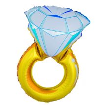 Grote diamantring ballon - Thema: Kleuren - Goud - Maat Uniek Formaat