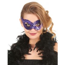 Venetiaans masker met paarse lovertjes voor volwassenen - Thema: Cabaret - Paars - Maat One Size