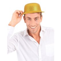 Goudkleurige glitter bolhoed voor volwassenen - Thema: Kleuren - Goud - Maat Uniek Formaat