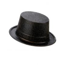 Zwarte glitter hoge hoed voor volwassenen - Thema: Kleuren - Zwart - Maat Uniek Formaat