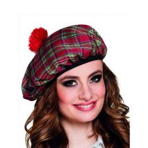 Schotse pet voor volwassenen - Thema: Carnaval accessoire - Rood - Maat Uniek Formaat