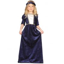 Blauw middeleuwse prinses kostuum voor meisjes - Thema: Middeleeuwen - Blauw - Maat 98/104 (3-4 jaar)