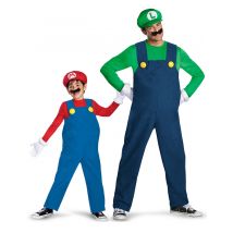 Luigi en Mario koppelkostuums zoon en vader - Thema: Bekende personages - Gekleurd - Maat Uniek Formaat