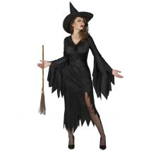 Sexy zwart heksenkostuum voor vrouwen - Thema: Verkleedideeën - Zwart - Maat L