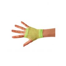 Korte groene visnet handschoenen voor volwassenen - Thema: Jaren 80 - Groen - Maat One Size
