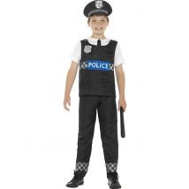 Politie kostuum voor jongens - Thema: Beroepen - Zwart - Maat 128/140 (7-9 jaar)