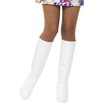 Witte overlaarzen voor vrouwen - Thema: Jaren 60/70 - Grijs, Wit - Maat One size