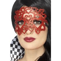 Masker met rode hartjes en glitters voor volwassenen - Rood - Maat One size