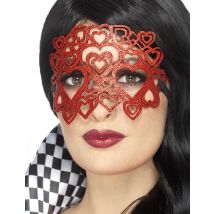 Masker met rode hartjes en glitters voor volwassenen - Rood - Maat One size