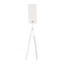 12 rechthoekige plaatskaartjes met wit lint 3 x 7 cm kartonnen etiketten - Thema: Kleuren - Grijs, Wit - Maat Uniek Formaat