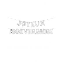 Joyeux anniversaire slinger - Thema: Sfeer decoratie - Zilver / Grijs - Maat Uniek Formaat