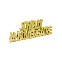 Goudkleurige 'Joyeux anniversaire' tafeldecoratie - Thema: Glitter - Goud - Maat Uniek Formaat