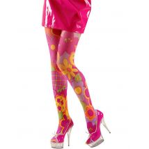 Roze en veelkleurige hippie legging voor volwassenen - Thema: Jaren 60/70 - Roze - Maat One Size