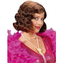 Bruine gekrulde jaren 20 pruik voor volwassenen - Thema: Carnaval accessoire - Bruin - Maat One Size