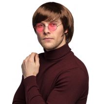 Engelse popster pruik voor mannen - Thema: Rock - Bruin - Maat One size