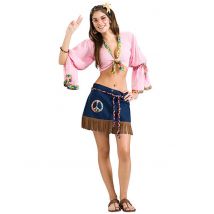 Hippie kostuum voor vrouwen jaren 60 - Thema: Jaren 60/70 - Roze - Maat M / L