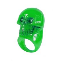 Groene doodskop ring - Thema: Magie en Horror - Groen - Maat Small