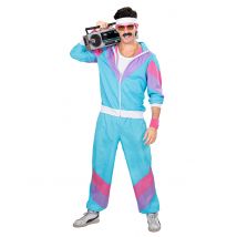 Jaren 80 trainingspak voor mannen - Thema: Jaren 80 - Blauw - Maat Medium