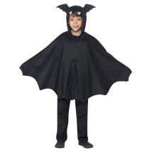 Zwarte vleermuis poncho voor kinderen - Thema: Magie en Horror - Zwart - Maat 146/158 (10-12 jaar)
