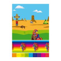 Plastic gekleurd indiaans tafelkleed - Thema: Sfeer decoratie - Gekleurd - Maat Uniek Formaat