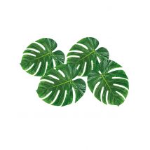 4 palmboom bladeren placemats - Thema: Beachparty - Groen - Maat Uniek Formaat