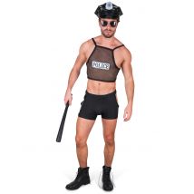 Ondeugend politie agent kostuum voor heren - Thema: Humoristisch - Zwart - Maat M