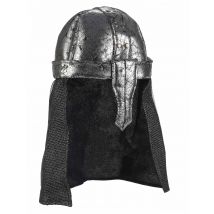 Soepele ridder strijder helm voor volwassenen - Thema: Carnaval accessoire - Zilver / Grijs - Maat Uniek Formaat