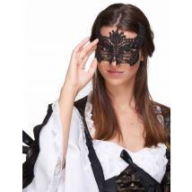 Zwart kanten masker met horentjes voor vrouwen - Thema: Valentijnsdag accessoires - Zwart - Maat Uniek Formaat