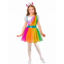 Regenboog eenhoorn kostuum voor meisjes - Thema: Verkleedideeën - Multicolore - Maat 140 (8-10 jaar)