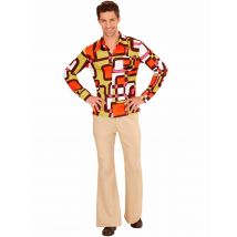 Groovy jaren 70 disco blouse voor heren - Thema: Jaren 60/70 - Gekleurd - Maat S / M