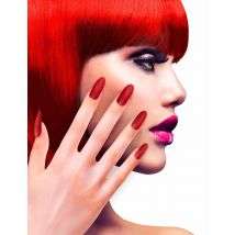 Rode glitter nep nagels voor volwassenen - Thema: Kleuren - Rood - Maat One Size