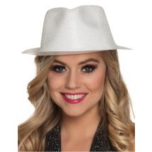 Witte glitter hoed voor volwassenen - Thema: Kleuren - Grijs, Wit - Maat Uniek Formaat