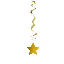 6 goudkleurige metallic ster decoraties - Goud - Maat Uniek Formaat