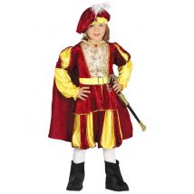 Velours koningskostuum voor jongens - Thema: Middeleeuwen - Rood - Maat 110/116 (5-6 jaar)