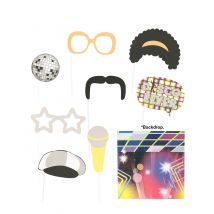 Disco photobooth set - Thema: Jaren 60/70 - Gekleurd - Maat Uniek Formaat