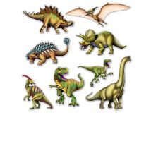 8 kartonnen dinosaurus plaatjes - Groen - Maat Uniek Formaat