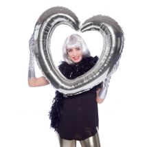Zilverkleurig hart aluminium ballon - Thema: Kleuren - Zilver / Grijs - Maat Uniek Formaat