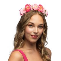 Lotus bloem haarband voor volwassenen - Thema: Beachparty - Roze - Maat Uniek Formaat