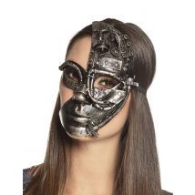 Steampunk robot half masker voor vrouwen - Thema: Steampunk - Zwart - Maat Uniek Formaat