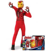 Klassiek Iron Man jongenskostuum in cadeauverpakking - Thema: Bekende personages - Rood - Maat 110/116 (5-6 jaar)