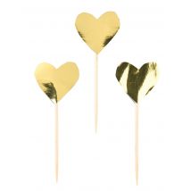 24 gouden hartvormige prikkers - Thema: Destockage IT - Goud - Maat One Size