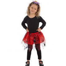 Rode tutu met zwarte spinnen voor meisjes - Thema: Spinnen + pompoenen - Rood - Maat One Size